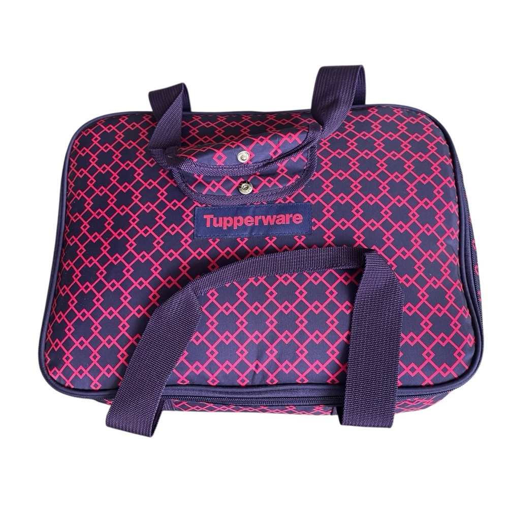 Tupperware Insulated Ultra Carrier Tote Pink and Purple Geometric